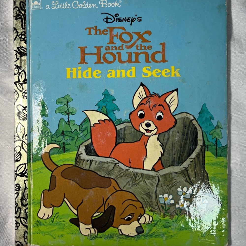 Disney Fox and the Hound Hide and Seek Little Golden Book 1981 Vtg HC
